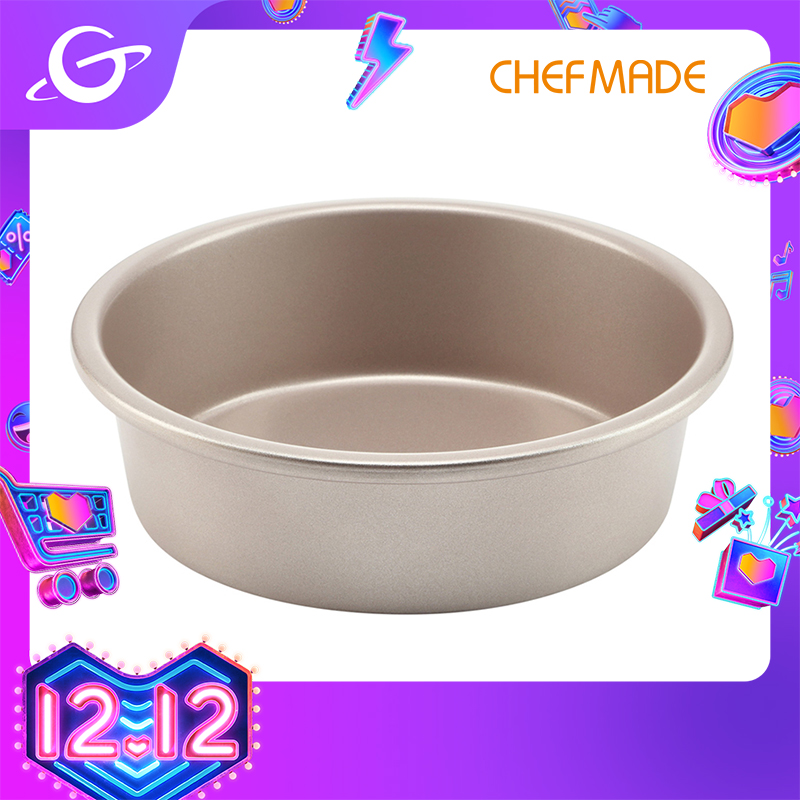 CHEFMADE Khuôn thiếc chống dính hình tròn màu vàng rượu champagne có kích