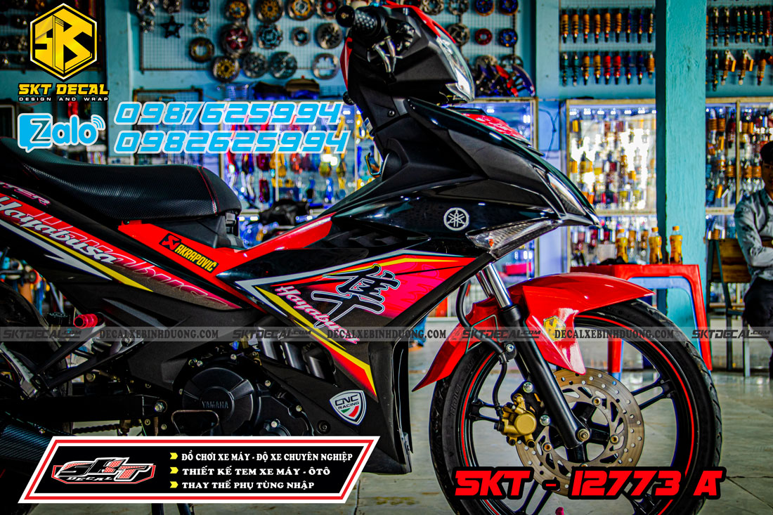 tem rời exciter 150 đen đỏ hayabusa
