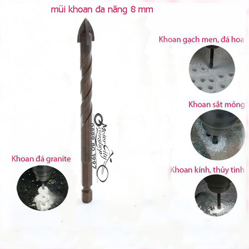 Mũi khoan Gạch, Thủy tinh, Kính...ĐA NĂNG chuôi lục giác 8mm