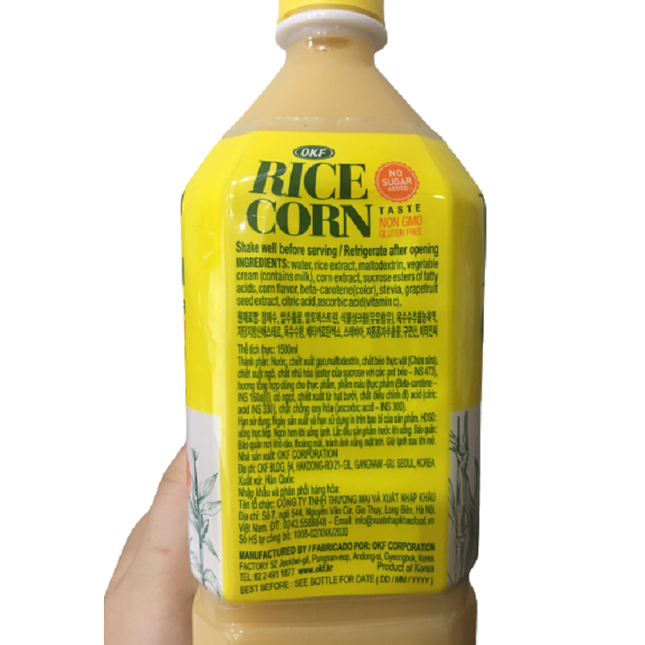 Sữa gạo bắp OKF Rice Corn nhập khẩu Hàn Quốc - Chai 500ml