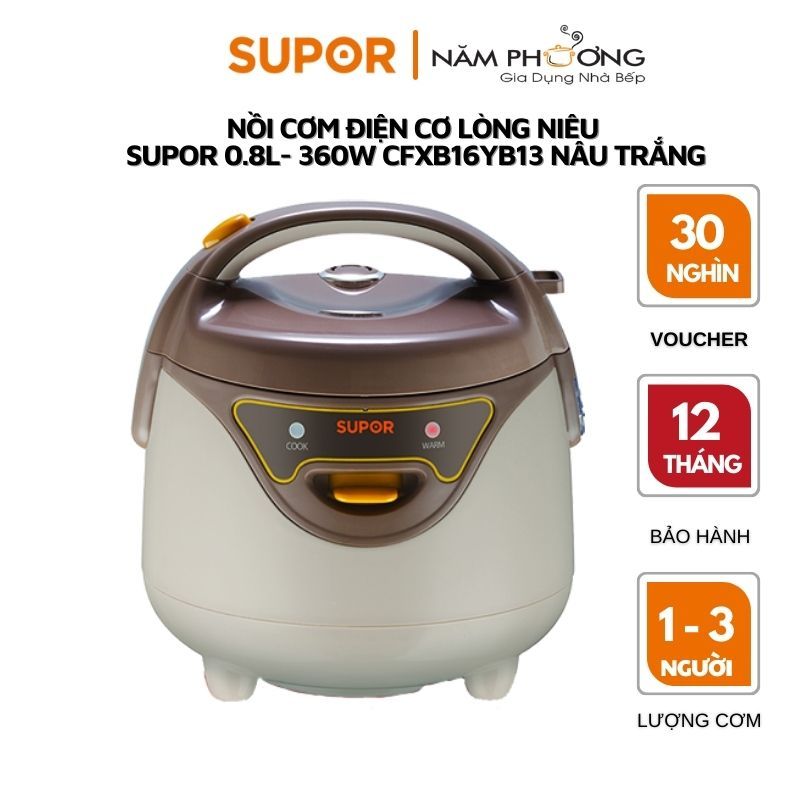 Nồi cơm điện Mini Supor CFXB16YB3VN-36 0.8l (Trắng nâu)