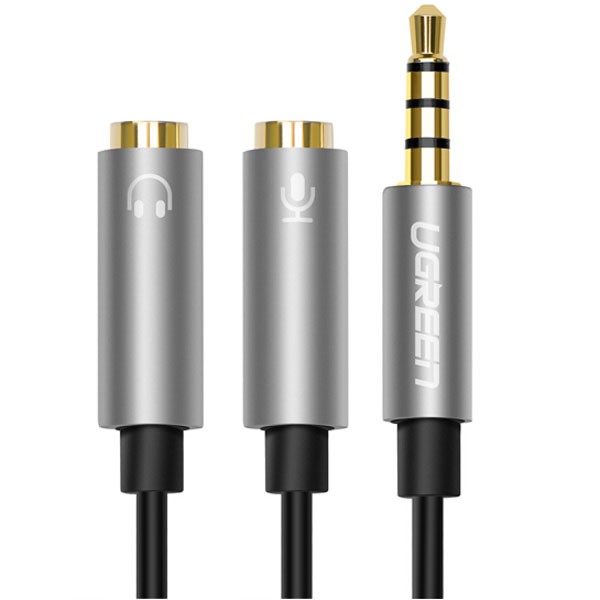 Cáp chia audio 1.5mm ra 1 đầu loa 3.5mm và 1 đầu microphone ugreen 30619
