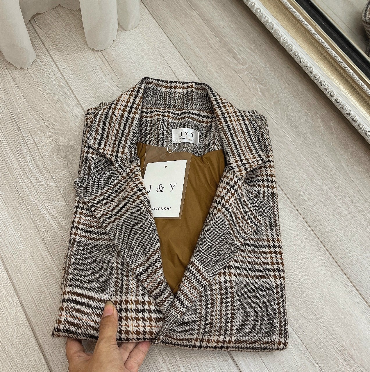 ( Giá Lẻ Sỉ Bằng Sỉ) Áo Dạ Nữ Cổ Vest Cao Cấp, Áo khoác dạ kẻ