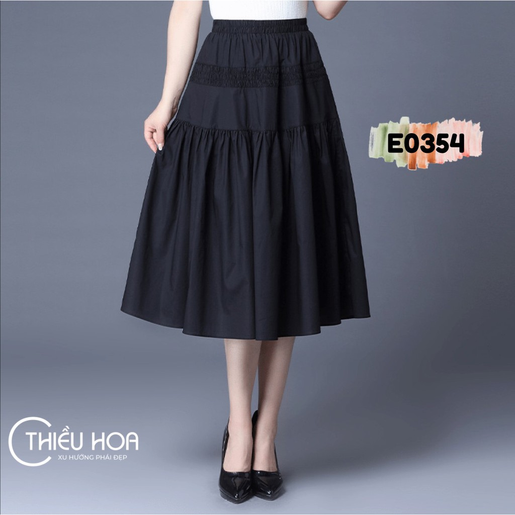 Chân váy cotton lụa xếp ly dễ phối đồ trẻ trung e0354