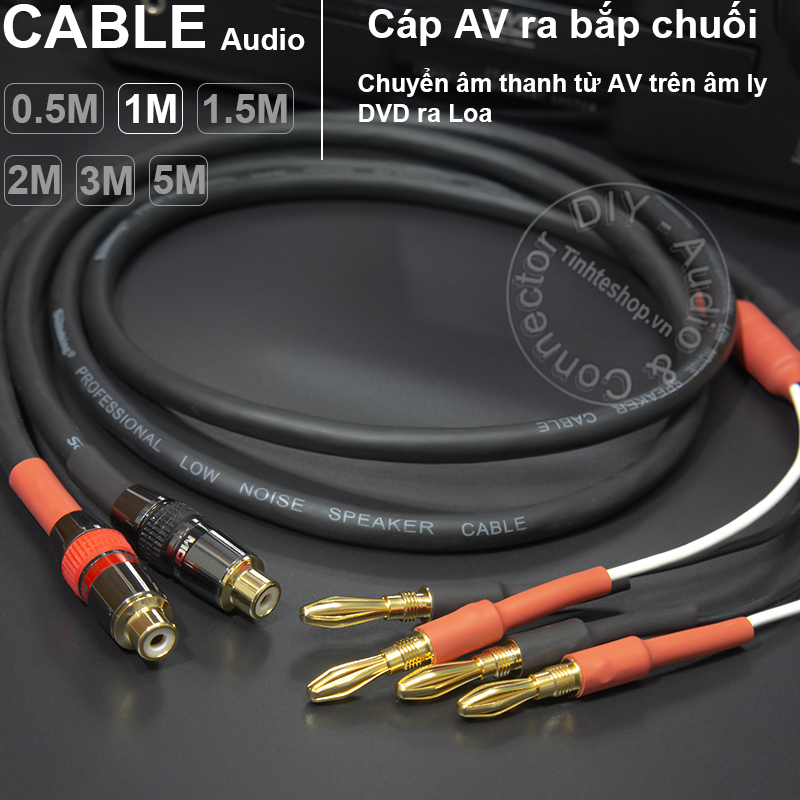 RCA female to audio banana plug 2 wire DIY 0.5M to 5M