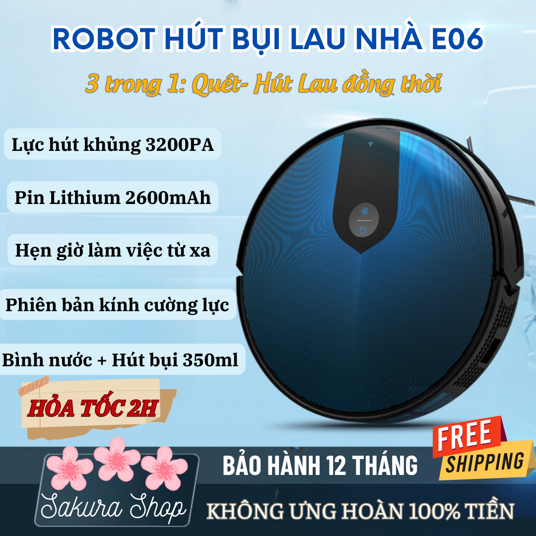 Rô bốt hút bụi lau nhà E06 -robot hút bụi tự động robot - robot hút bụi lau nhà-ro bot hút bụi lau nhà thông minh tự động-robot hut bui -robot lau nha