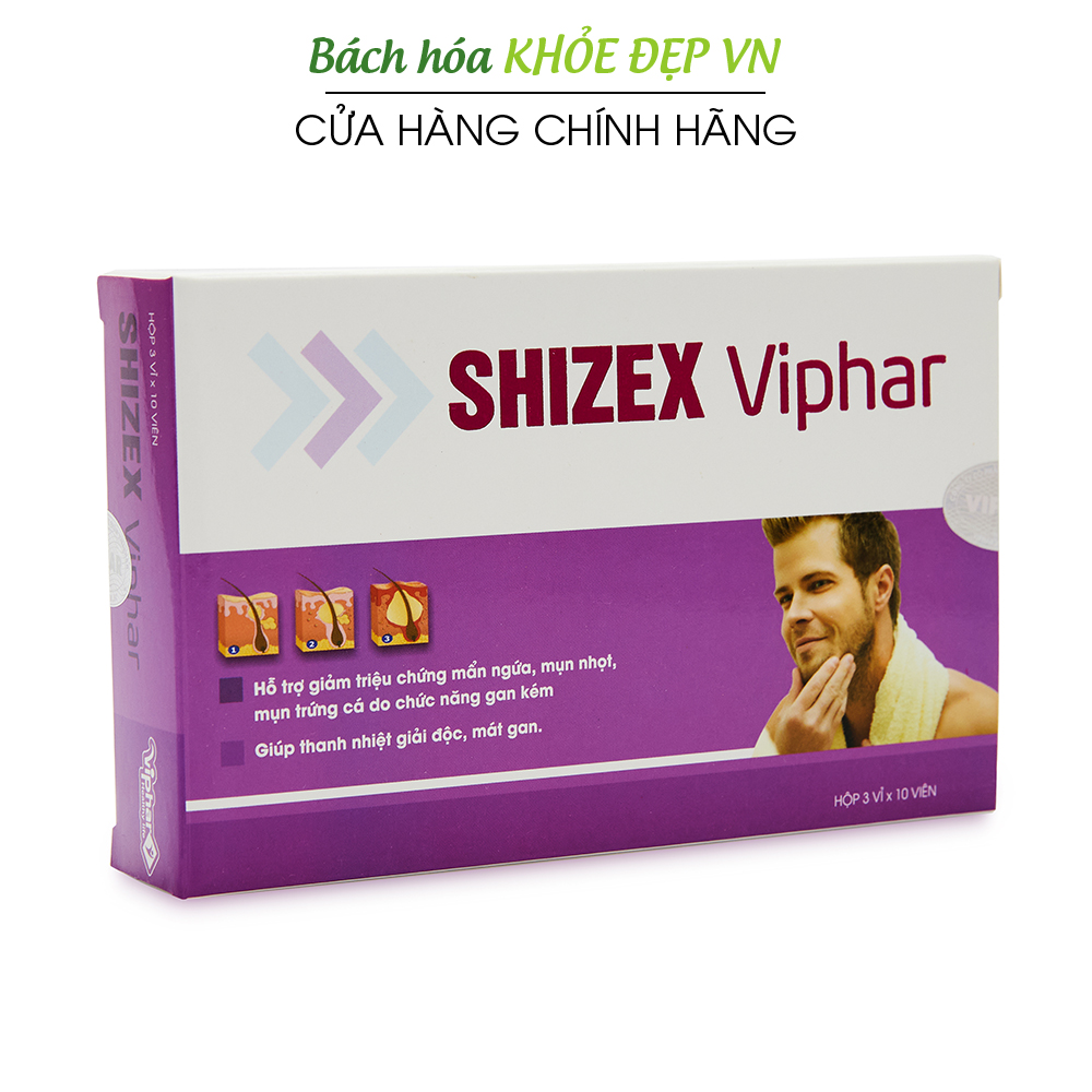 viên uống shizex viphar giảm mẩn ngứa, mụn nhọt, mụn trứng cá do gan kém 2