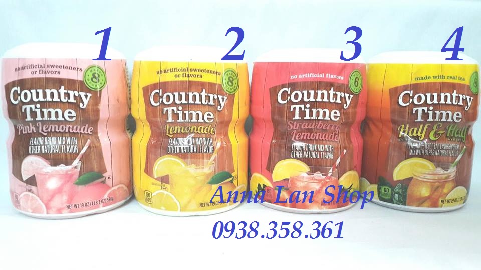 Bột trái cây Country Time Pink Lemonade - Mỹ (538g)