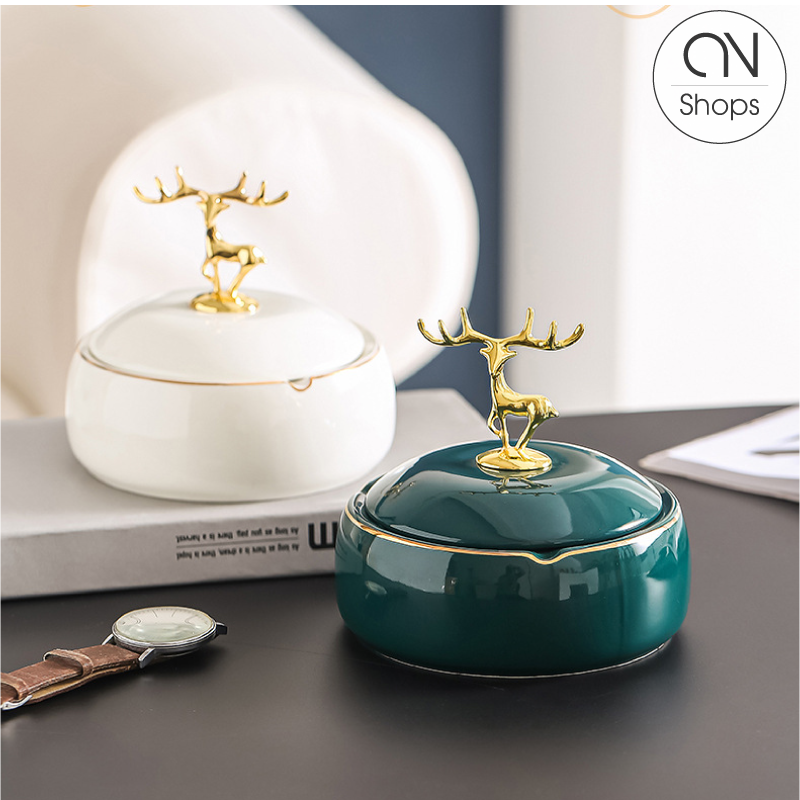 Gạt Tàn Gốm Sứ Màu Trắng Cao Cấp