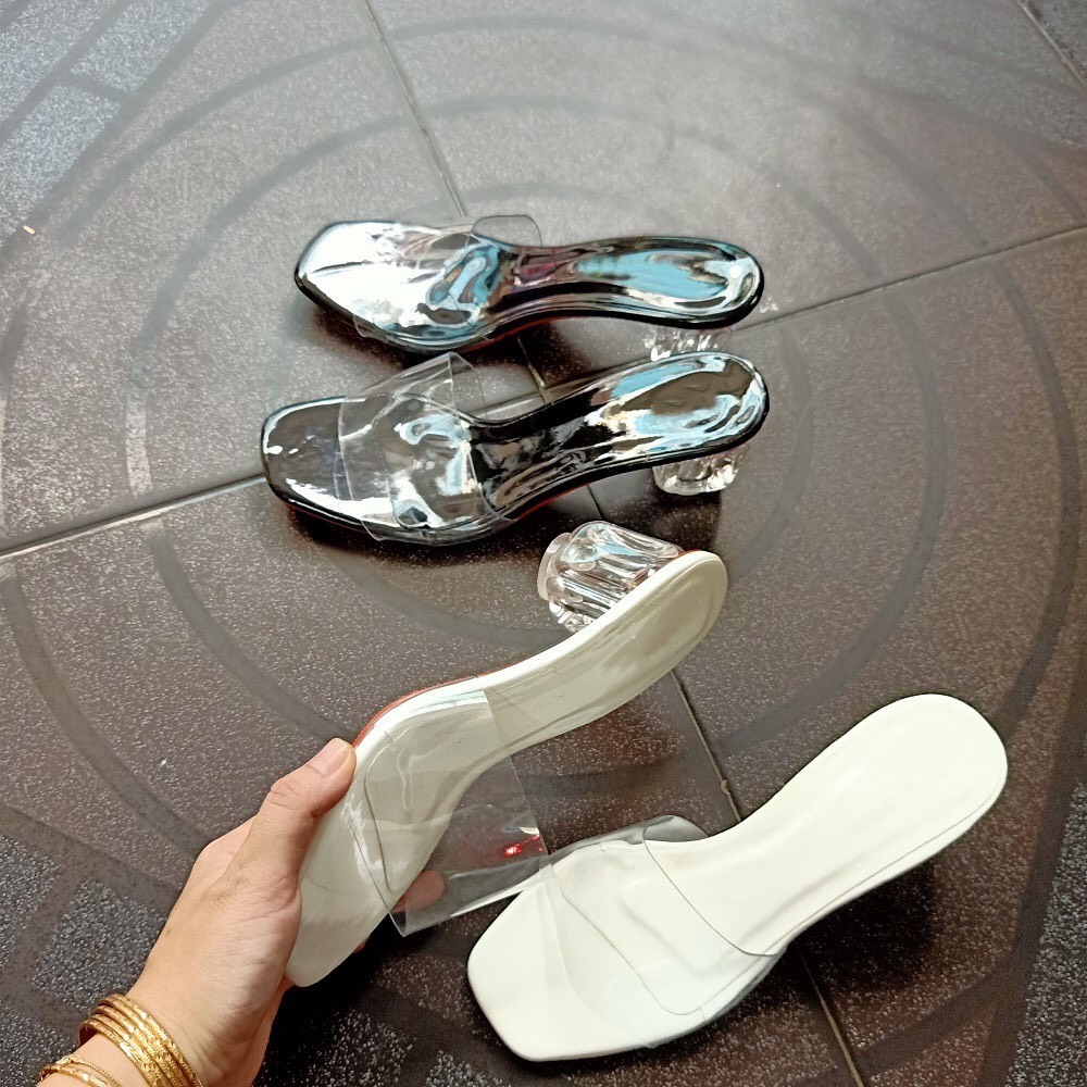 Mẫu hot-dép cao gót/guốc nữ quai trong suốt gót 5cm cực đẹp-hàng full box