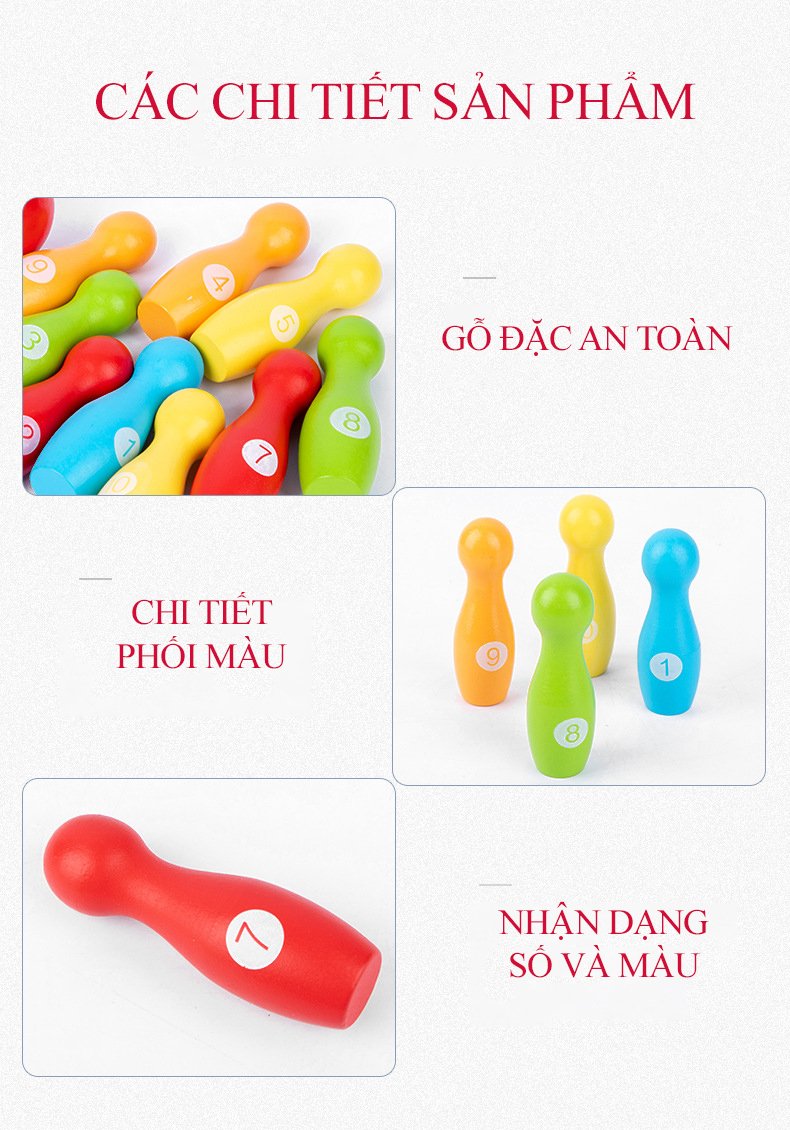 Trò chơi Bowling bằng gỗ cho trẻ em