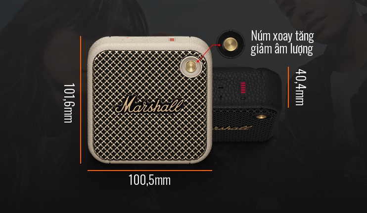 Marshall Willen Portable Bluetooth Speaker, Black & Brass