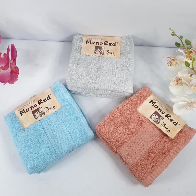 Set 3 Khăn Mặt Cotton Nhật Cao Cấp Mono Red