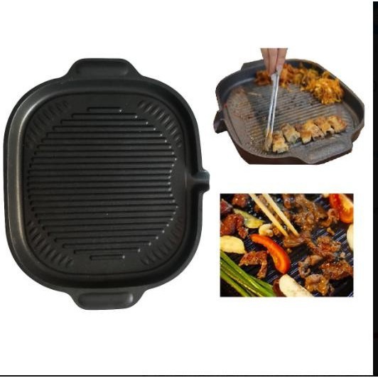Chảo nướng chống dính Tân Thái Gia - Vỉ men gang nướng BBQ - vỉ nướng chống dính cao cấp