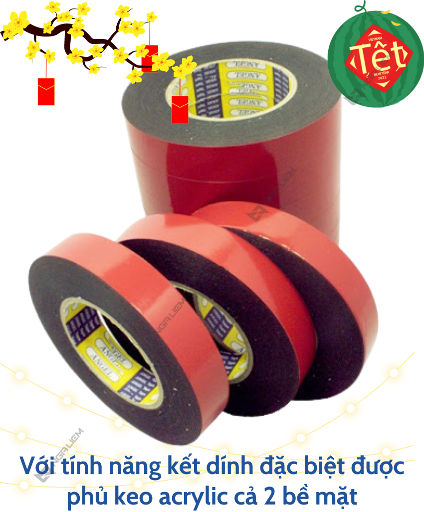 Băng Keo Xốp Đỏ 2P4 (24cm), 5P (50cm)