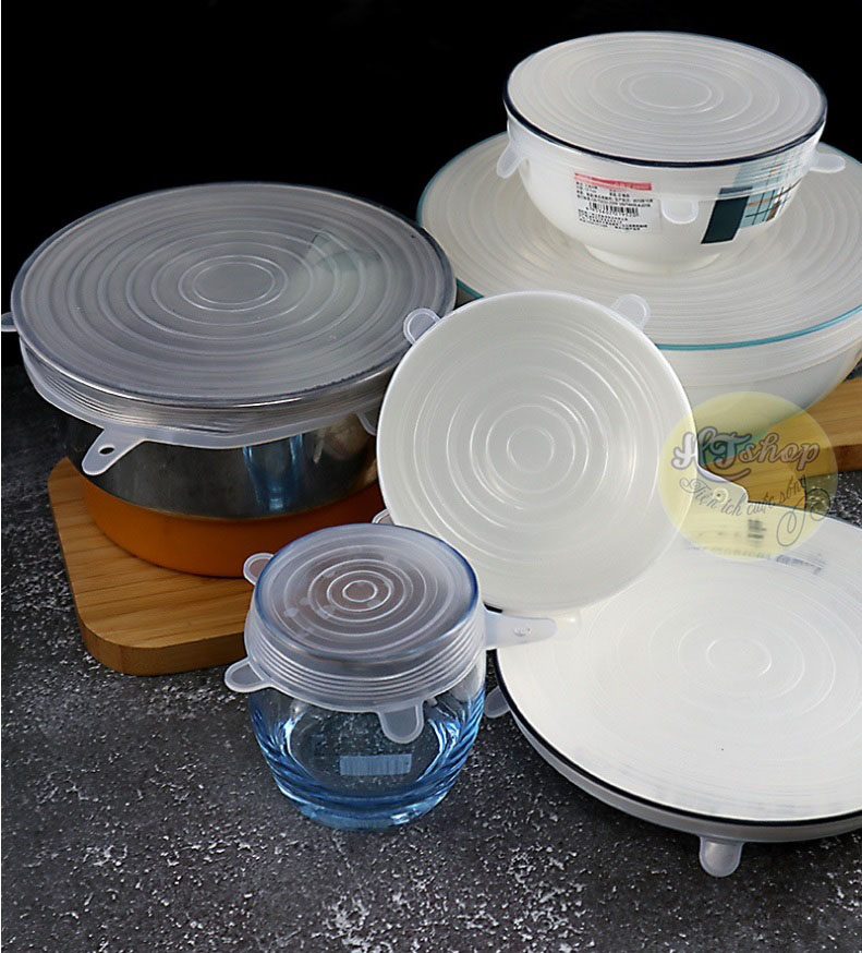 BỘ 6 NẮP SILICON ĐẬY, BỌC BÁT, ĐĨA, CHÉN