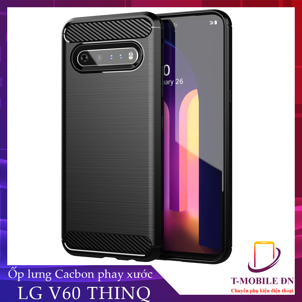 Ốp lưng LG V60 ThinQ silicone mềm Carbon phay xước chống sốc chống vân tay