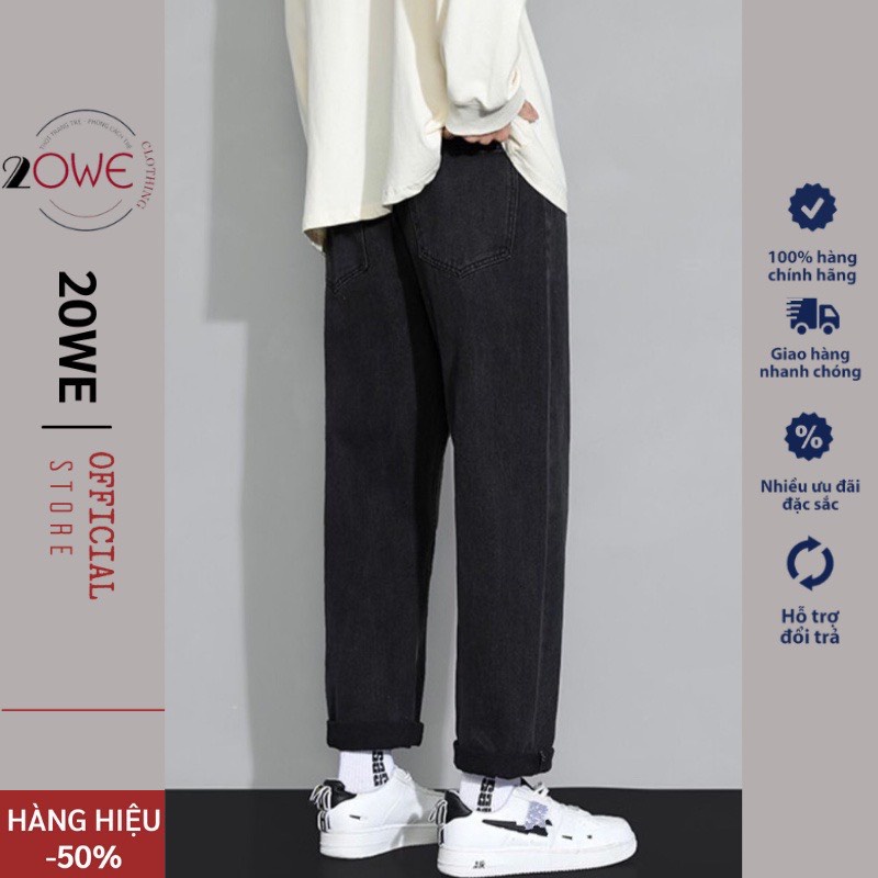 Quần jean baggy nam đen ống suông rộng dáng đứng xanh TR01 chất bò cao cấp rin trơn phom xuông unisex 20WE hàn quốc 2022