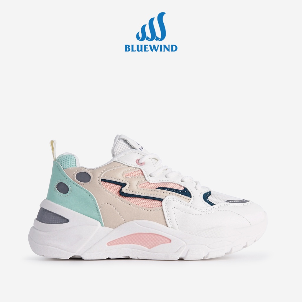 Giày Thể Thao Nữ Đế Cao Su BLUEWIND Kiểu Dáng Hàn Quốc Da PU Mềm Phối Lưới