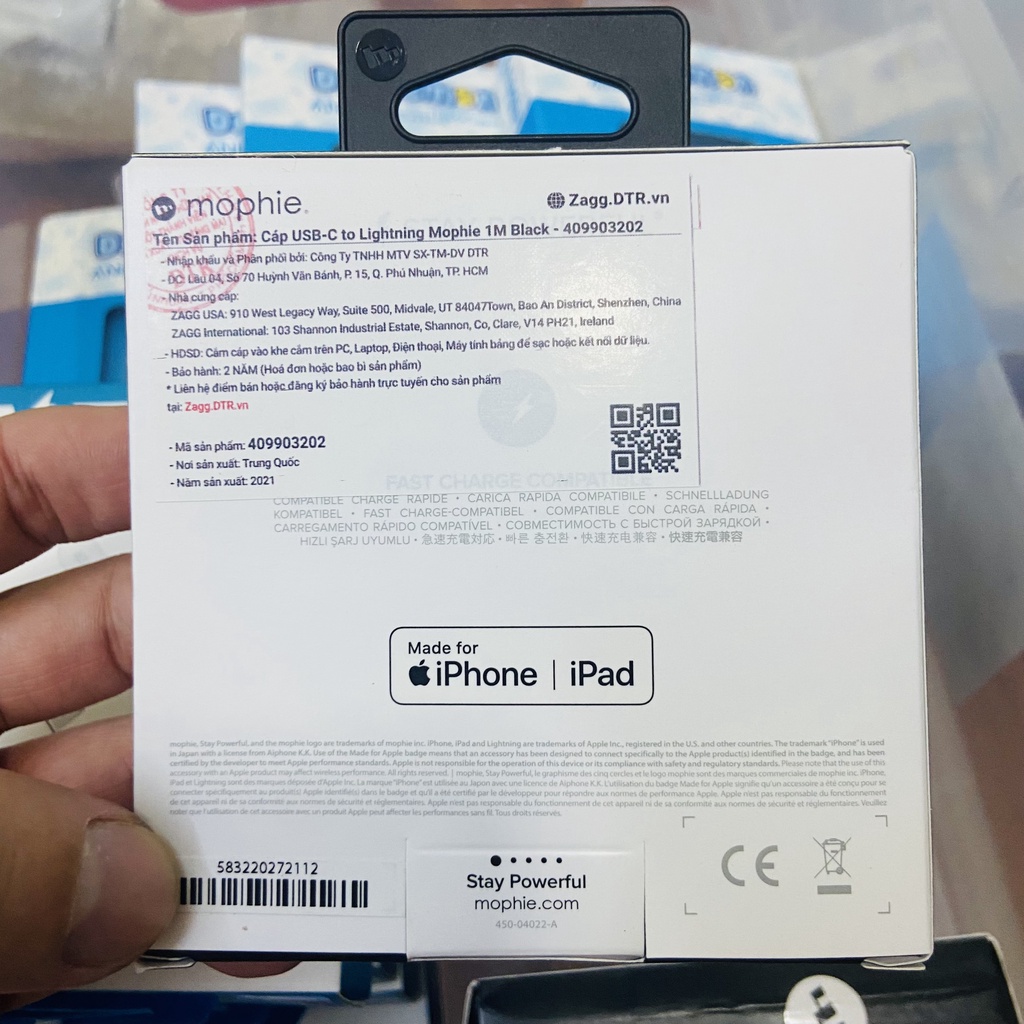 [GIAO HỎA TỐC]  Cáp USB-C To Lightning Mophie 1M chuẩn MFI