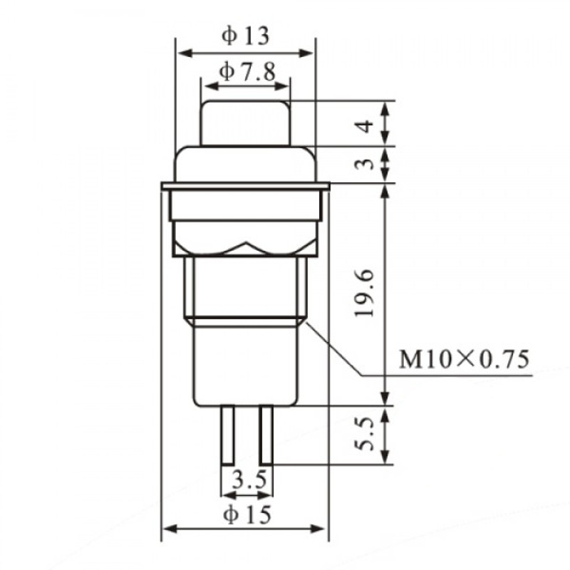 Nút Nhấn Nhả - Nút Reset 10mm DS-213 (thân nhựa)