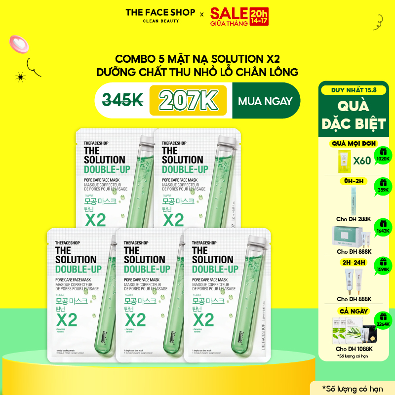 Combo 5 mặt nạ cấp ẩm làm dịu da the face shop the solution 20mlx5
