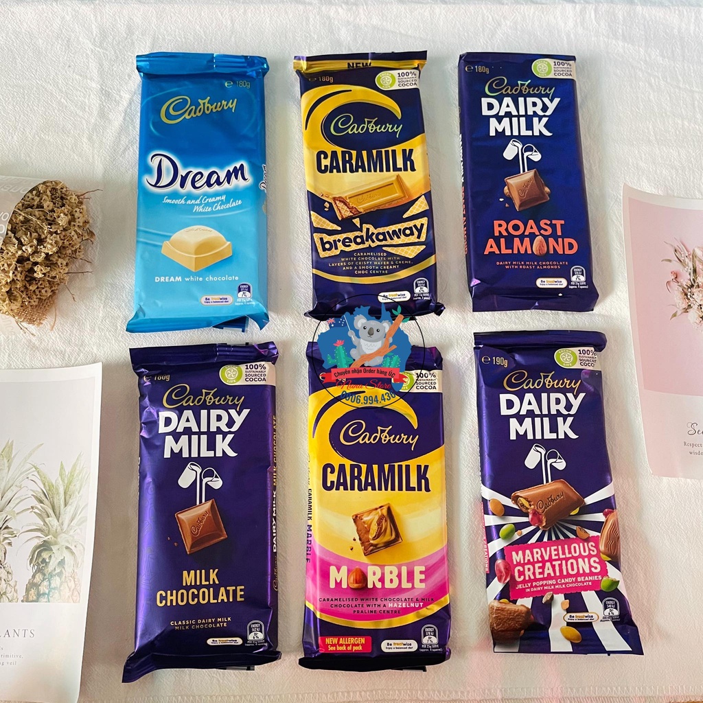 Socola Cadbury DAIRY MILK dạng thanh 180gram nhập Úc