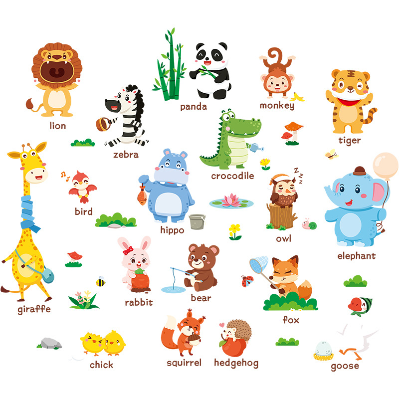 Decal dán tường vườn thú tiếng anh 05
