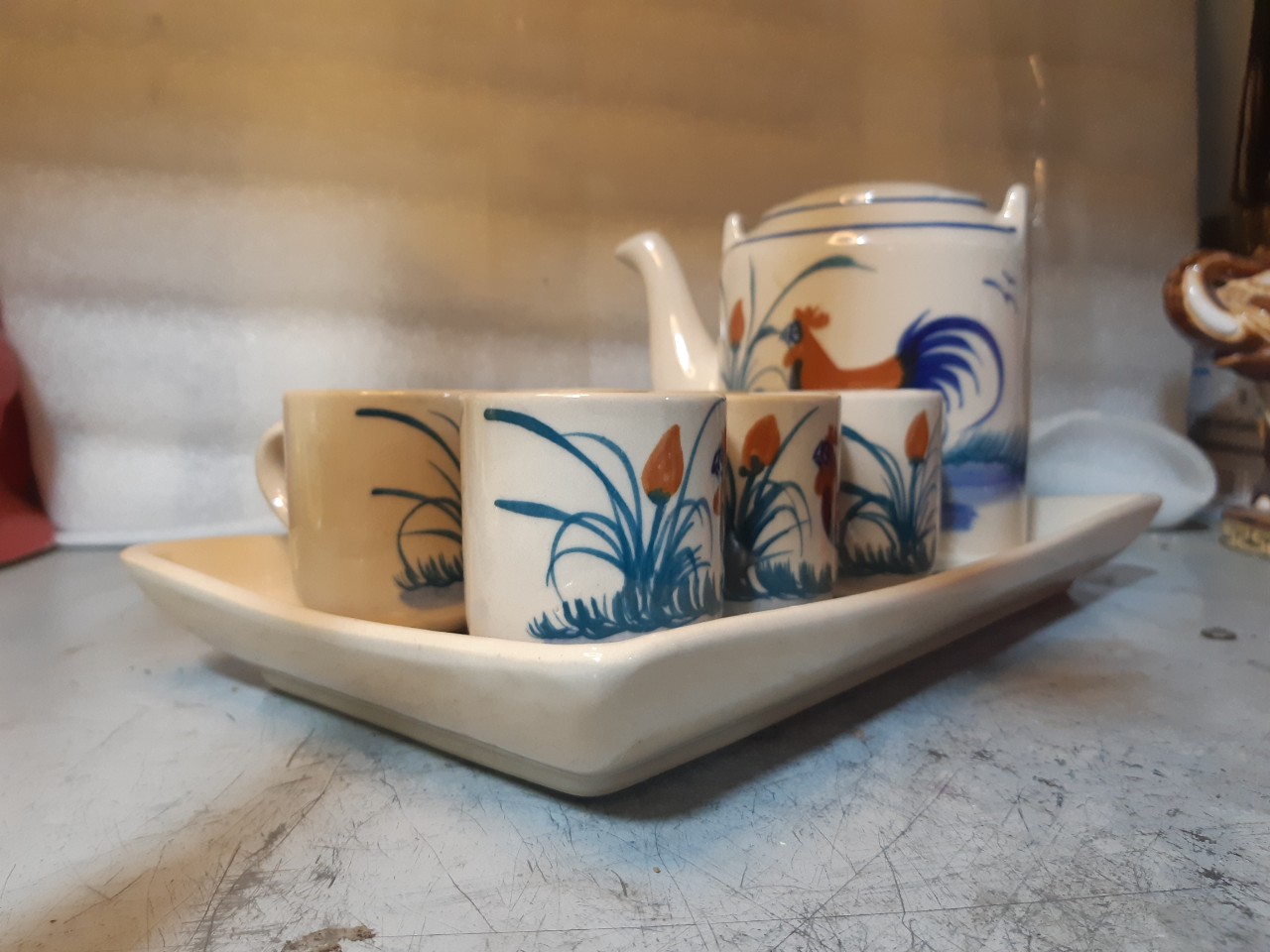 Bộ bình trà con gà hình chữ nhật