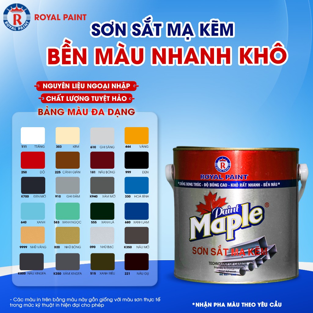 SƠN SẮT MẠ KẼM MAPLE ( MÀU XINGFA) Loại 1L