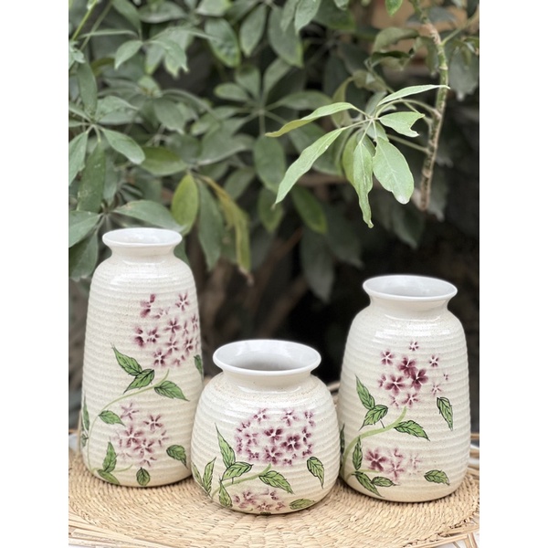 Bộ 3 lọ hoa gốm sứ Bát Tràng siêu đẹp HTT