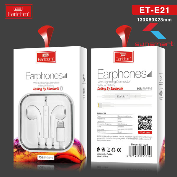 [BH Vĩnh Viễn] Tai Nghe Bluetooth Chân Lightning Earldom E21