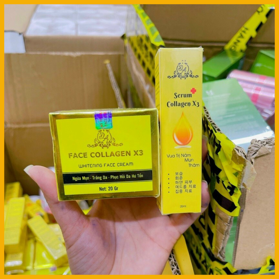 Combo Kem face X3 - Serum nám X3 collagen Đông anh