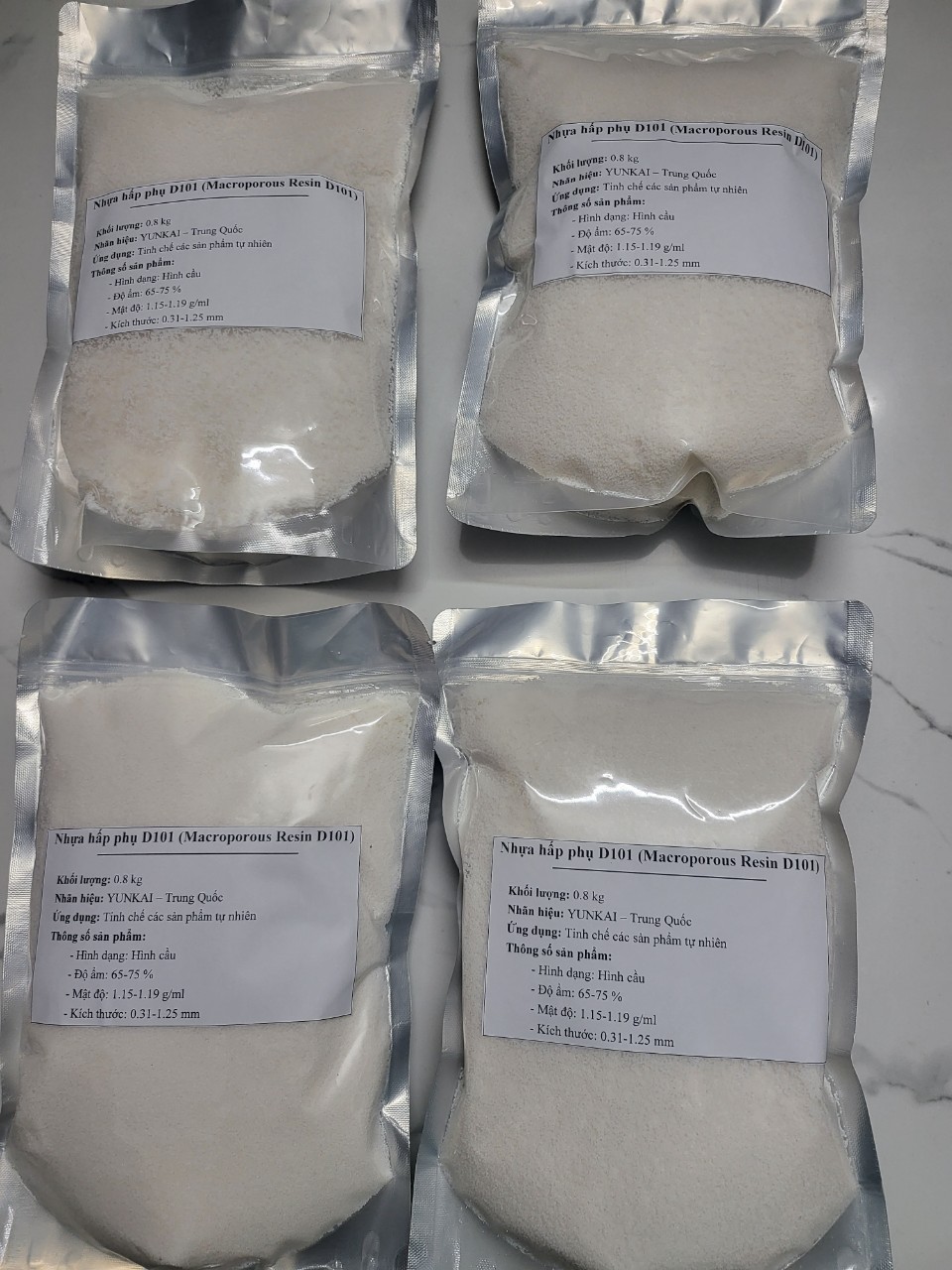 500 gam - Hạt nhựa hấp phụ D101 (Macroporous Resin D101)