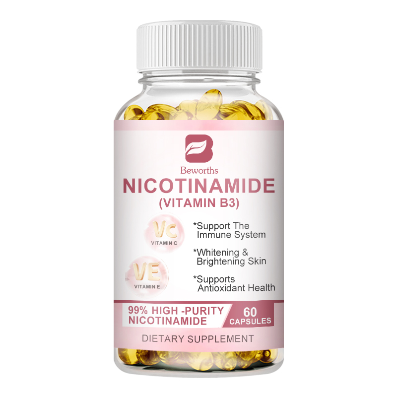 BEWORTHS Viên nang làm trắng Nicotinamide với Vitamin B3 C E để làm trắng da Hỗ trợ miễn dịch chống oxy hóa mạnh mẽ