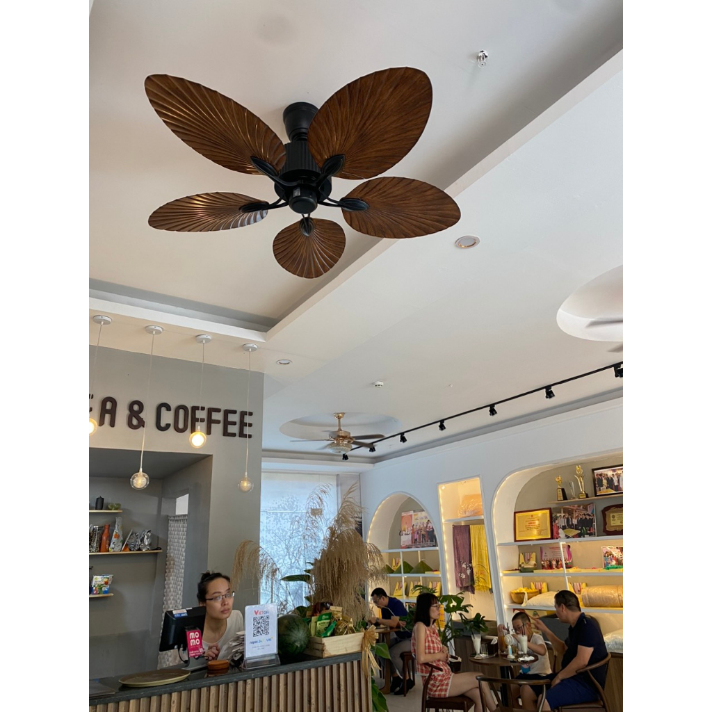 Quạt Trần Cánh lá cọ không đèn ( động cơ DC 6 tốc độ gió)