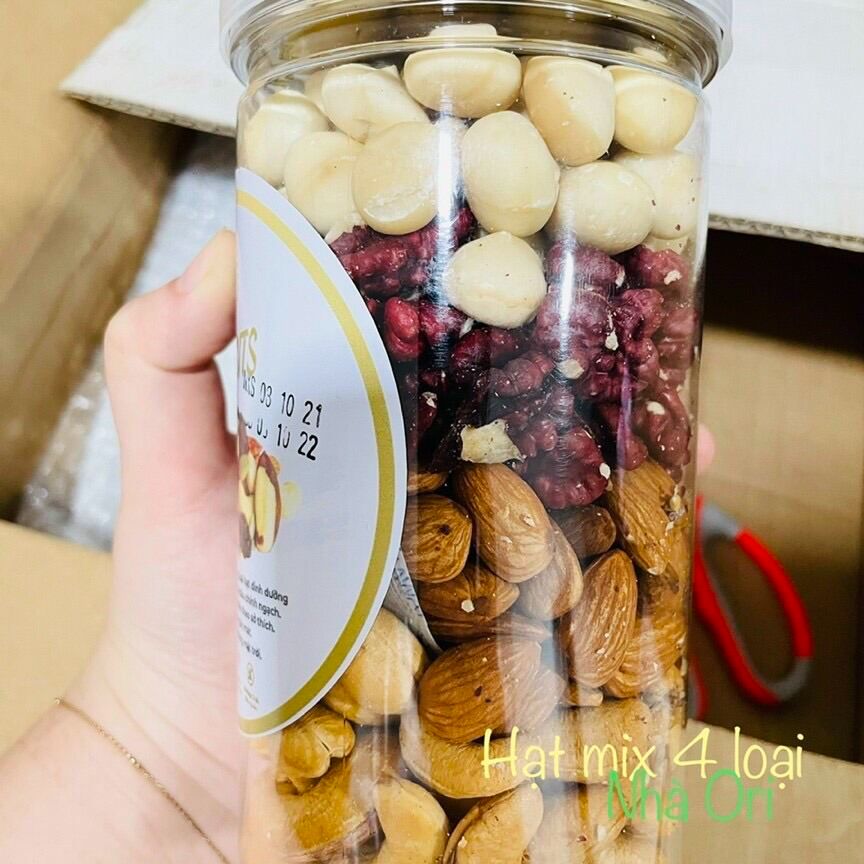 [ĂN LIỀN TIỆN LỢI] 4 LOẠI HẠT SẤY CHÍN ( HẠT ÓC CHÓ ĐỎ, HẠT MACCA, HẠT HẠNH NHÂN, HẠT ĐIỀU) - HŨ 500GR