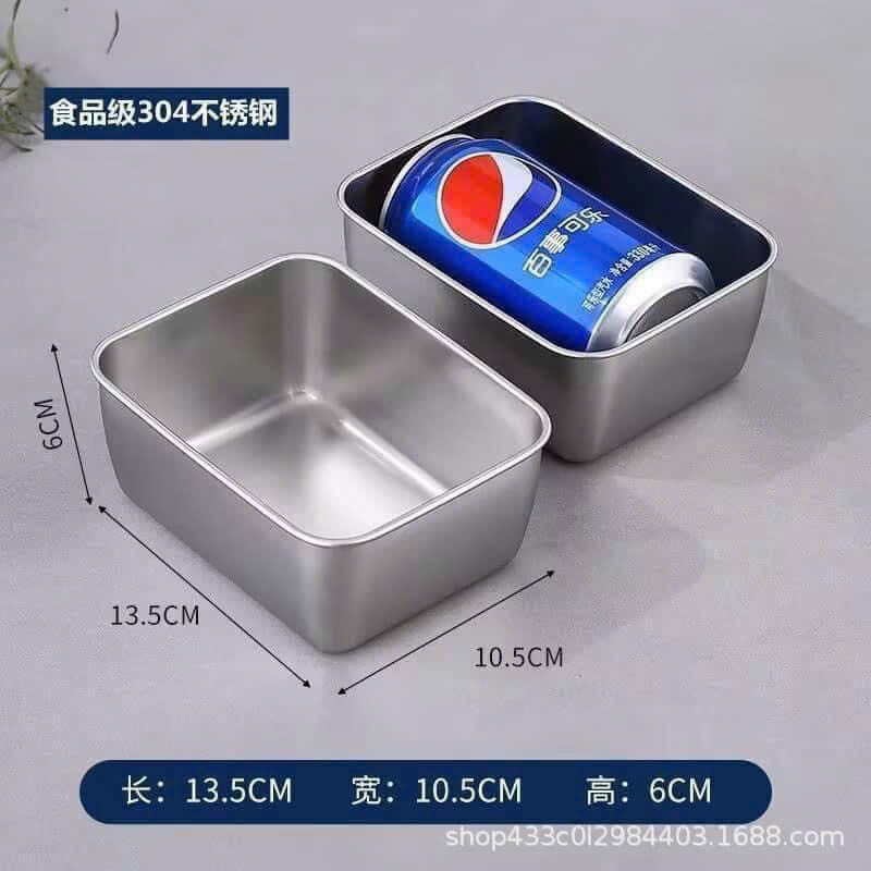 Hộp Đựng Thực Phẩm Tủ Lạnh Inox 304 Có Nắp13.5*10.5*5.8cm - Hộp đựng thực phẩm có nắp inox 304