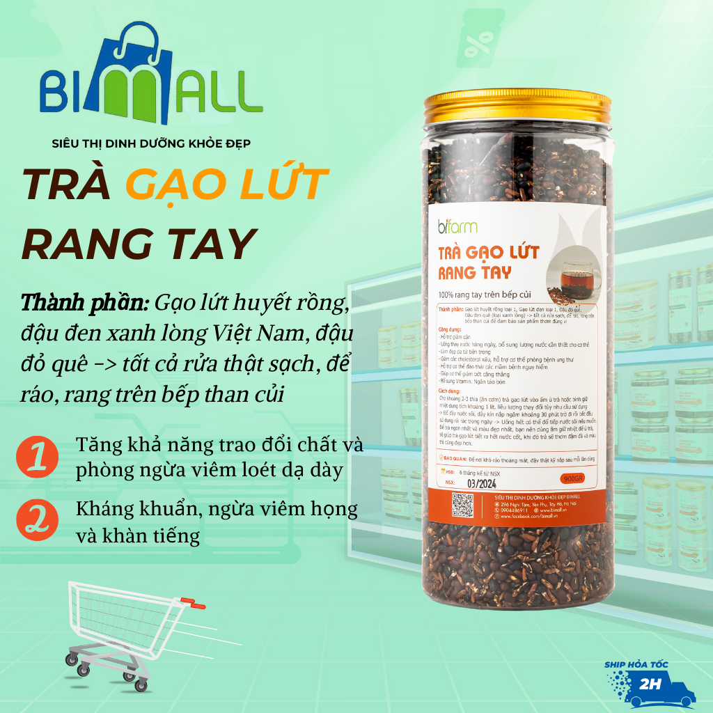 Trà gạo lứt rang tay_Hũ 900G