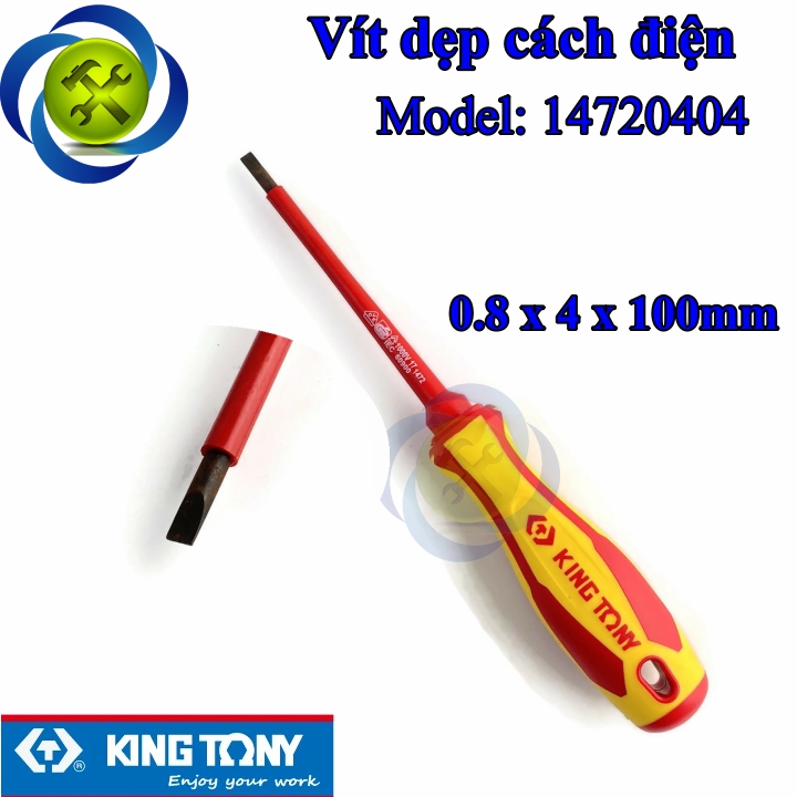 Vít dẹp cách điện kingtony 14720404 0.8 x 4 x 100mm