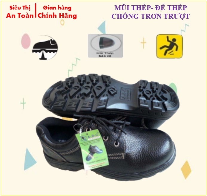 Giày bảo hộ lao động nam, giày nam bảo hộ, mũi thép, đê thep, chống dầu, chống đinh, chống trơn trượt - Phân phối chính hãng ABC