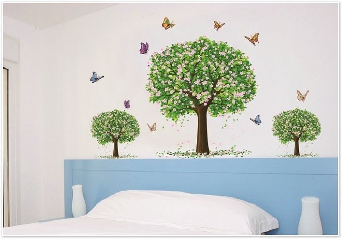 Decal dán tường decal trang trí Ba cây xanh PK159 (Có keo sẵn)