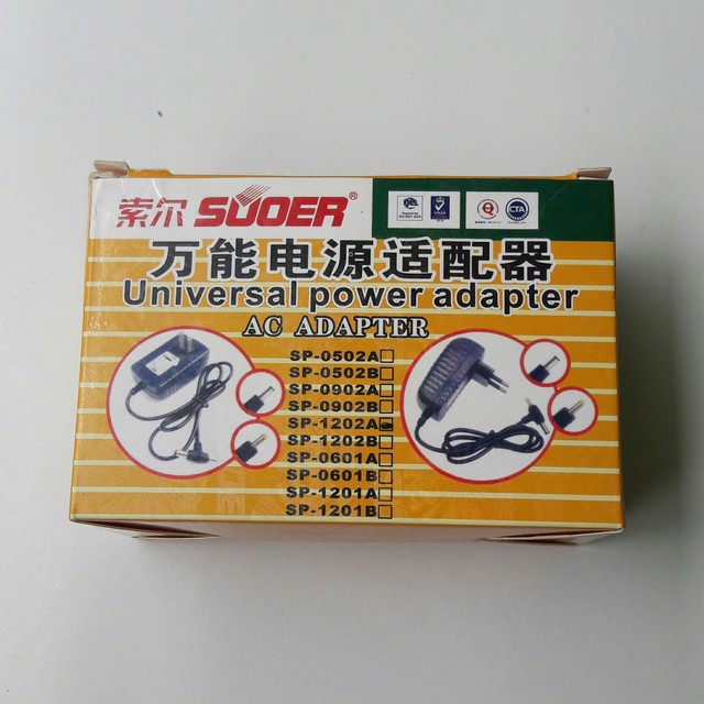 [HCM]Adapter 12V - 2A . 2 Jack cắm Suoer SP - 1202