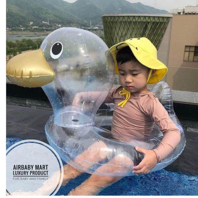 Phao bơi vịt trong suốt mỏ vàng cho bé
