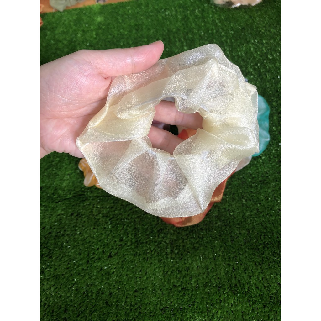 {Ảnh thật} Cột tóc vải hottrend scrunchies lụa ánh kim siêu đẹp
