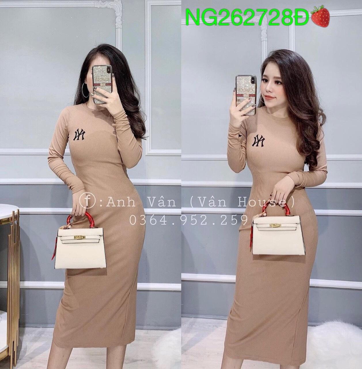 Đầm body tay dài thun tăm cao cấp