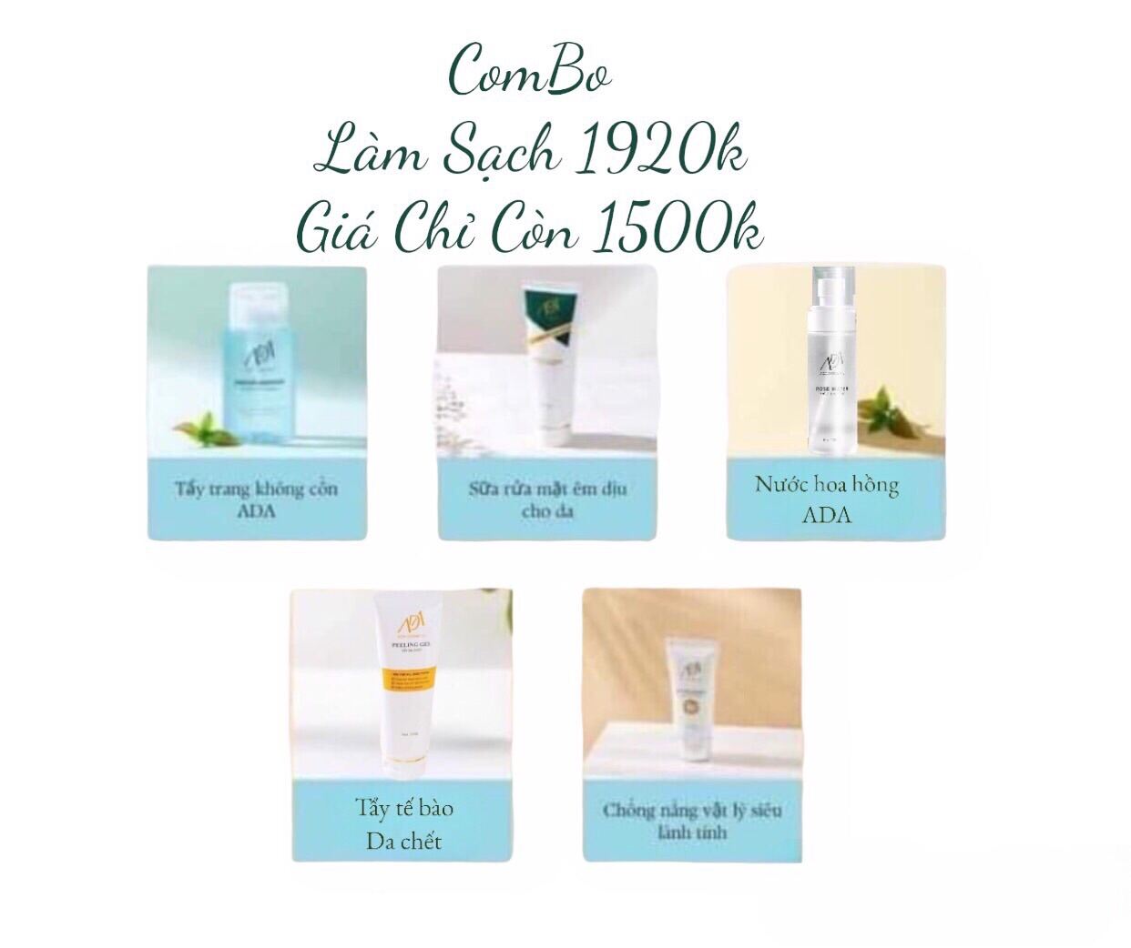 [MỸ PHẨM ADA CHÍNH HÃNG]ComBo Bộ Làm Sạch 5 Món ADA GROUP