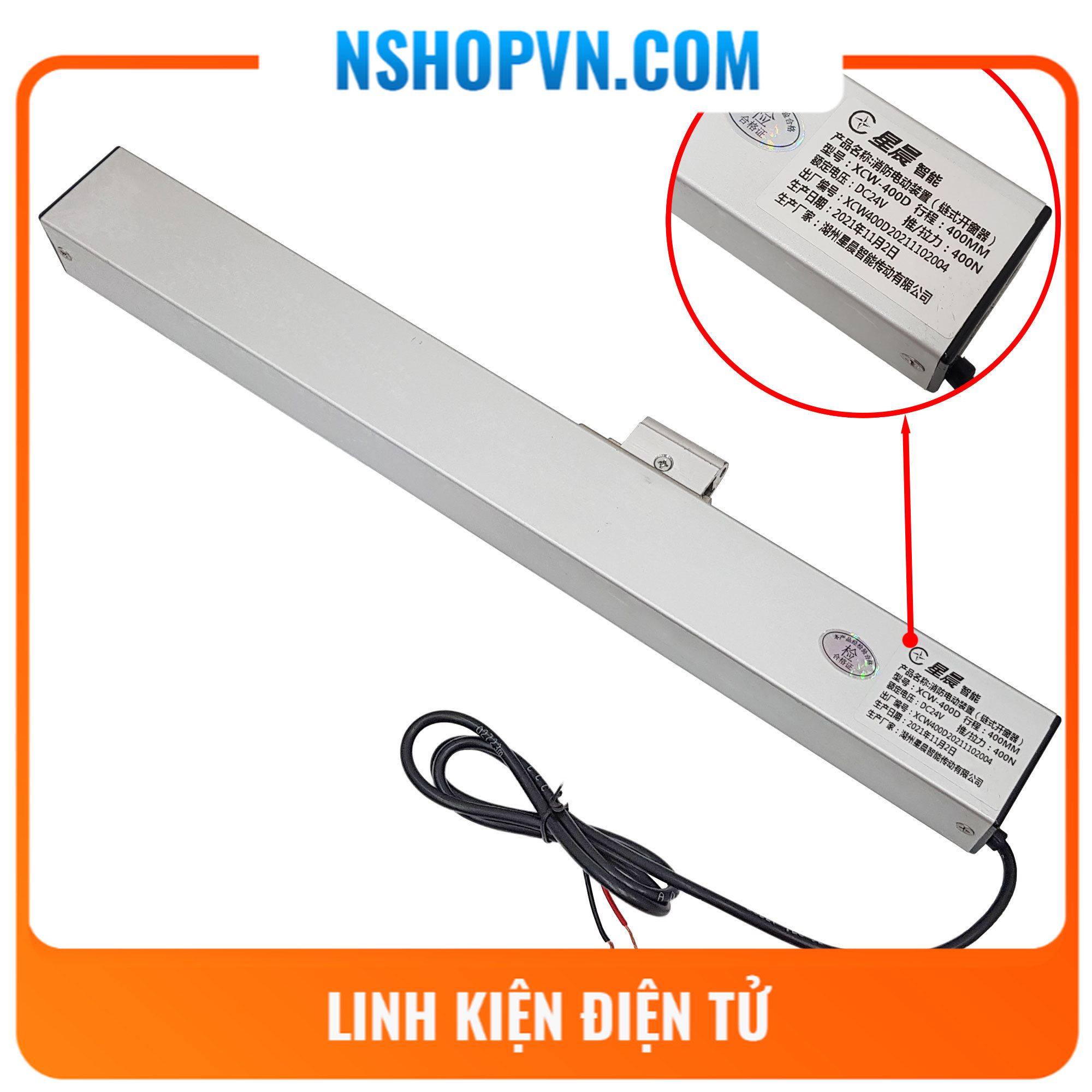 Thiết bị đóng mở cửa sổ, nắp giếng trời tự động 24VDC 300mm / 400mm / 500mm / 600mm / 800mm