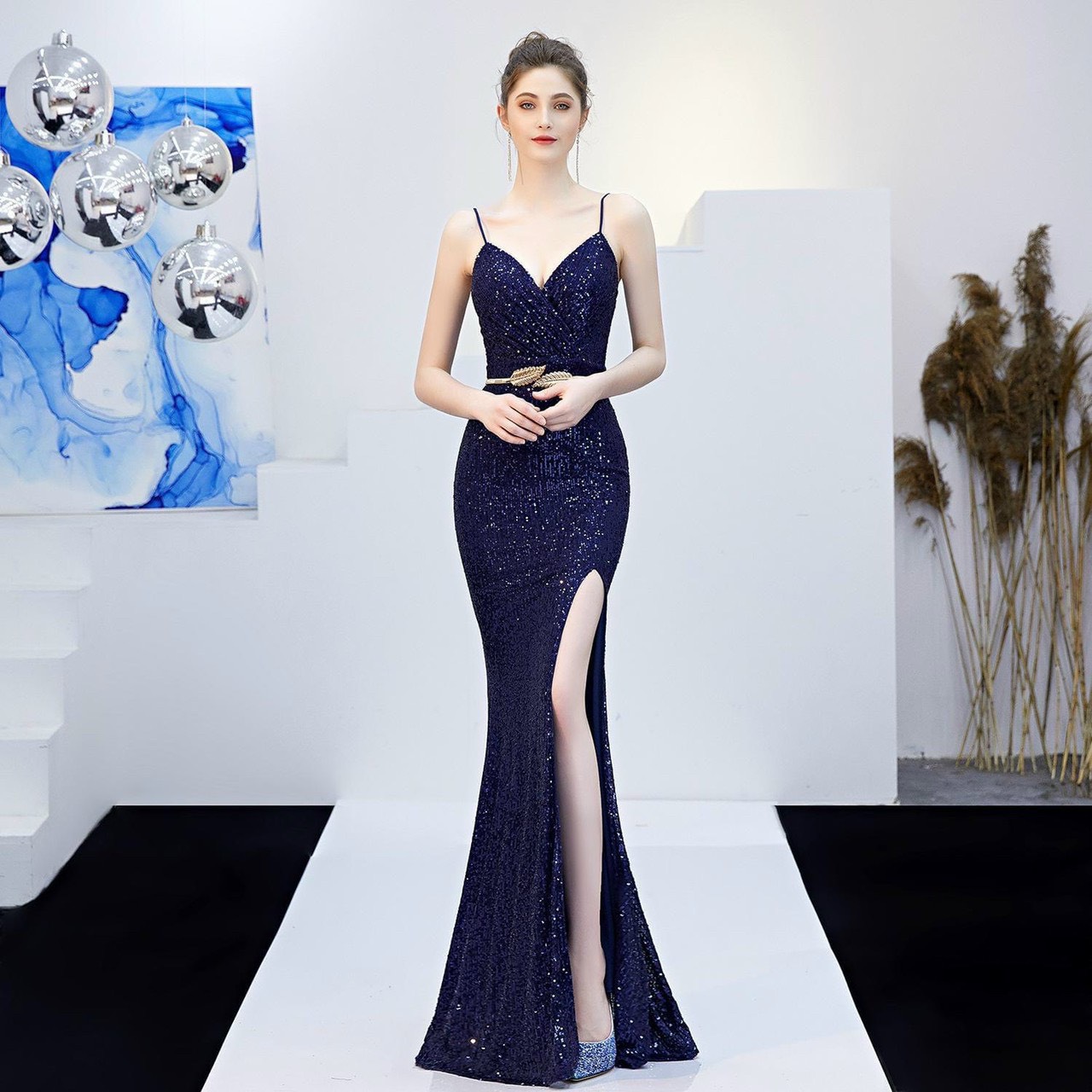 Đầm maxi body dự tiệc đuôi cá 2 dây ttt dress - size s/m/l - ms424v