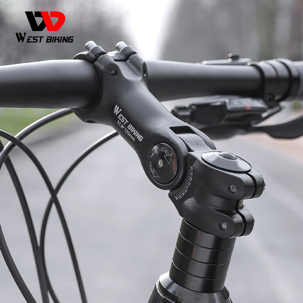 WEST BIKING Bike Stem Adjustable Angle Handlebar Riser Extension Adapter Easy Installation Road Mountain Bicycle Accessories